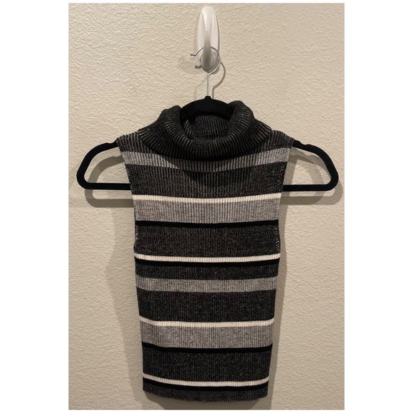 KENDALL & KYLIE Gray Black Cowl Neck Sweater Tank - Picture 1 of 3